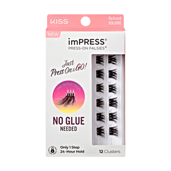 Impress Falsies Self Adhesive Eyelashes, 12 Lash Clusters - Refined