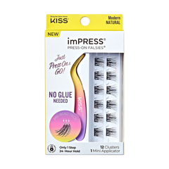 Impress Falsies Self Adhesive Eyelashes, 12 Lash Clusters + Applicator - Modern