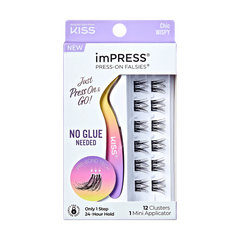 Impress Falsies Self Adhesive Eyelashes, 12 Lash Clusters + Applicator - Chic