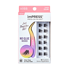 Impress Falsies Self Adhesive Eyelashes, 12 Lash Clusters + Applicator – Lavish