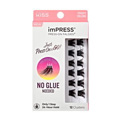 Impress Falsies Self Adhesive Eyelashes, 12 Lash Clusters - Elegant