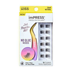 Impress Falsies Self Adhesive Eyelashes, 12 Lash Clusters + Applicator – Sleek