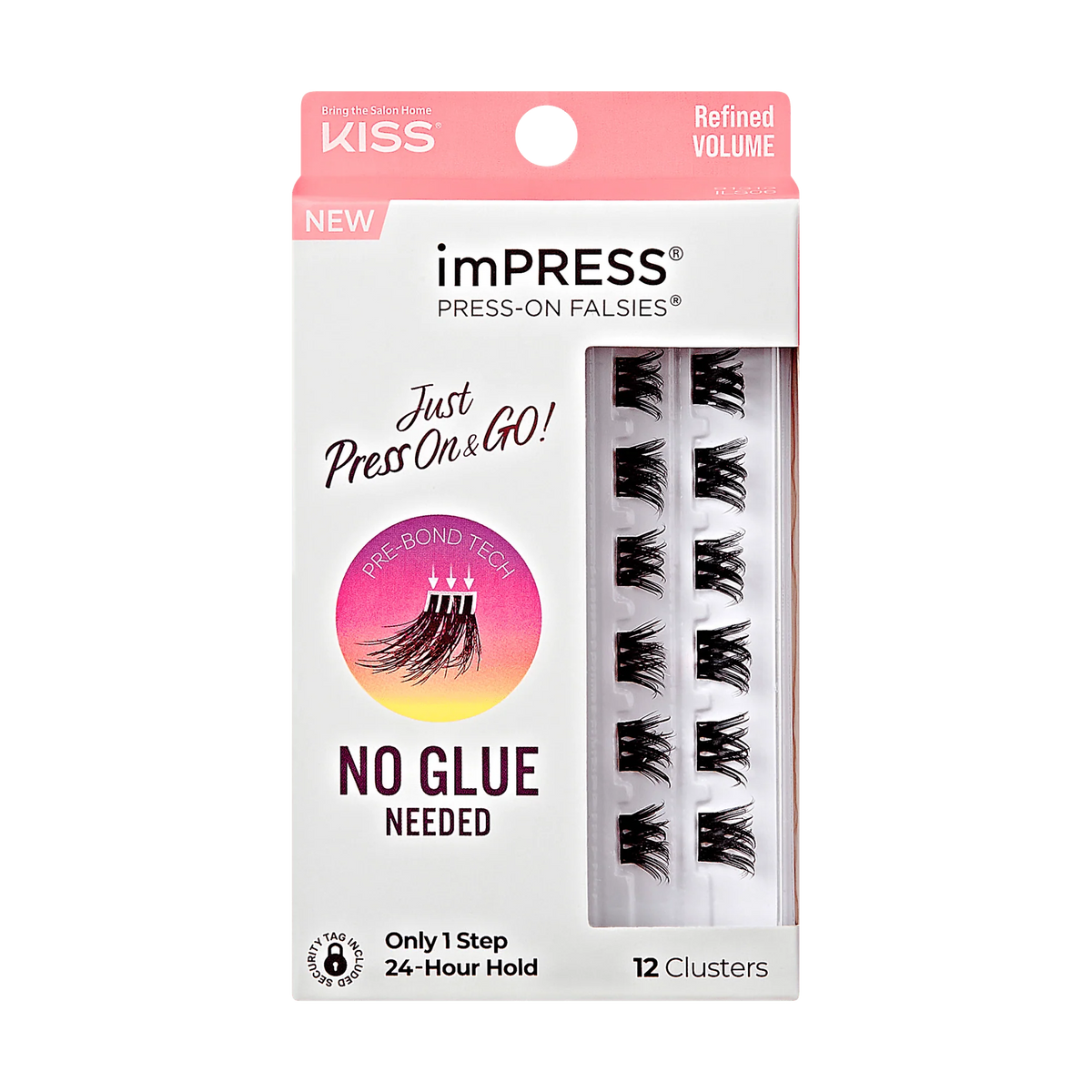 Impress Falsies Self Adhesive Eyelashes, 12 Lash Clusters - Refined