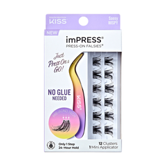 Impress Falsies Self Adhesive Eyelashes, 12 Lash Clusters + Applicator - Sassy