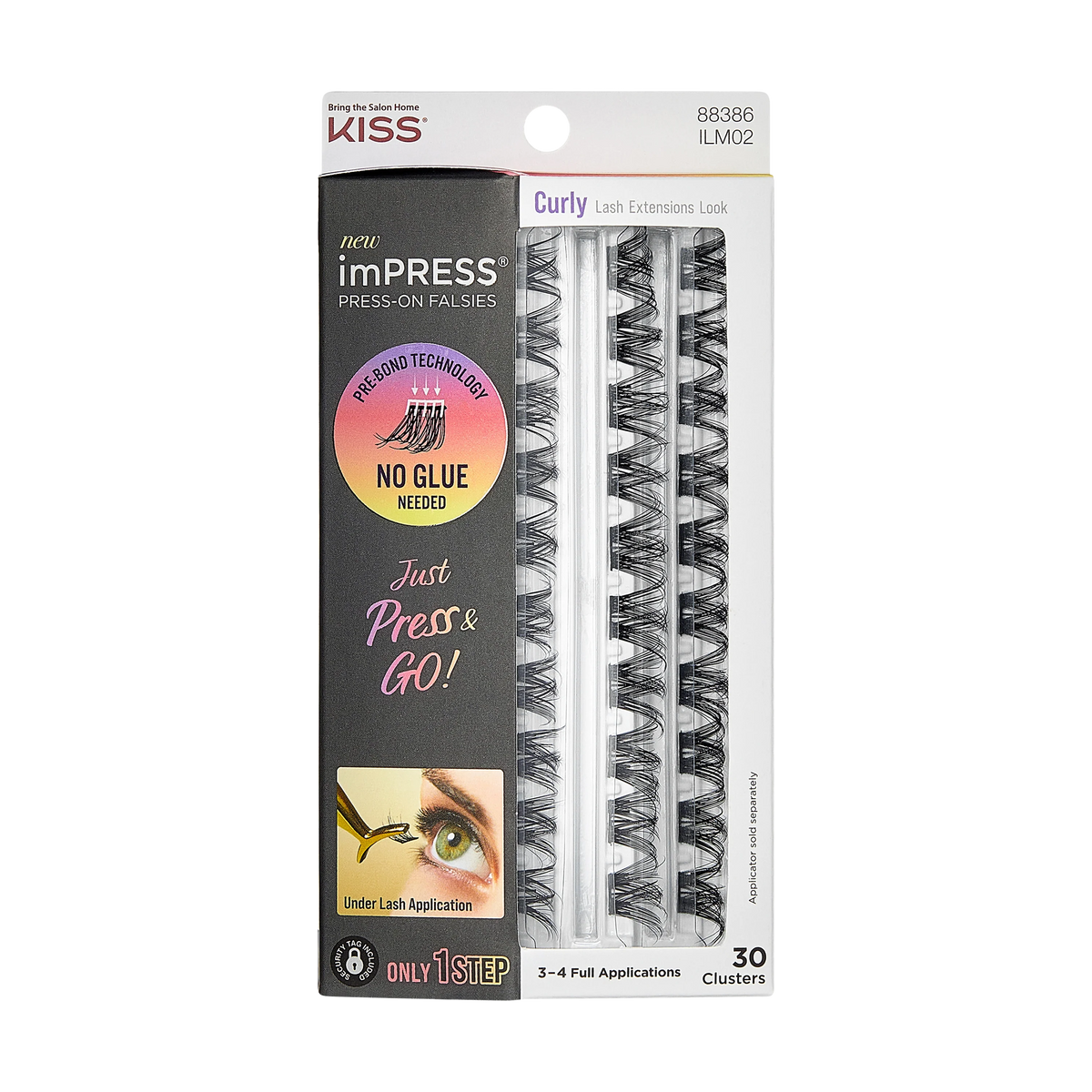 Impress Falsies Self Adhesive Eyelashes Refills 30 Clusters - Curly