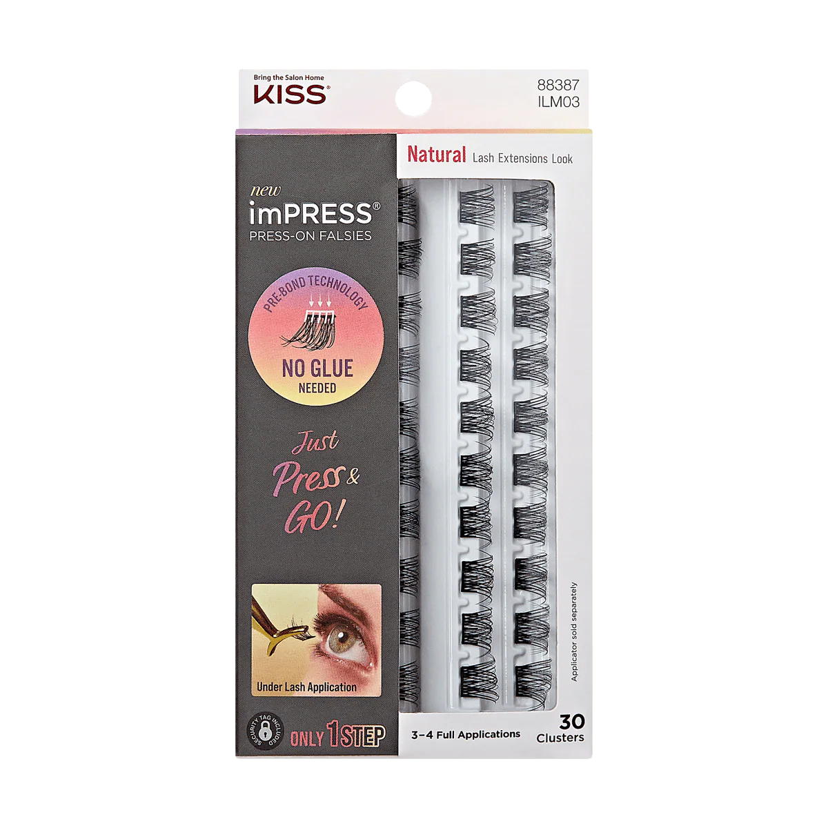 Impress Falsies Self Adhesive Eyelashes Refills 30 Clusters - Natural