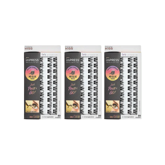 Impress Press-On Falsies 3-Pack Curly Clusters Bundle
