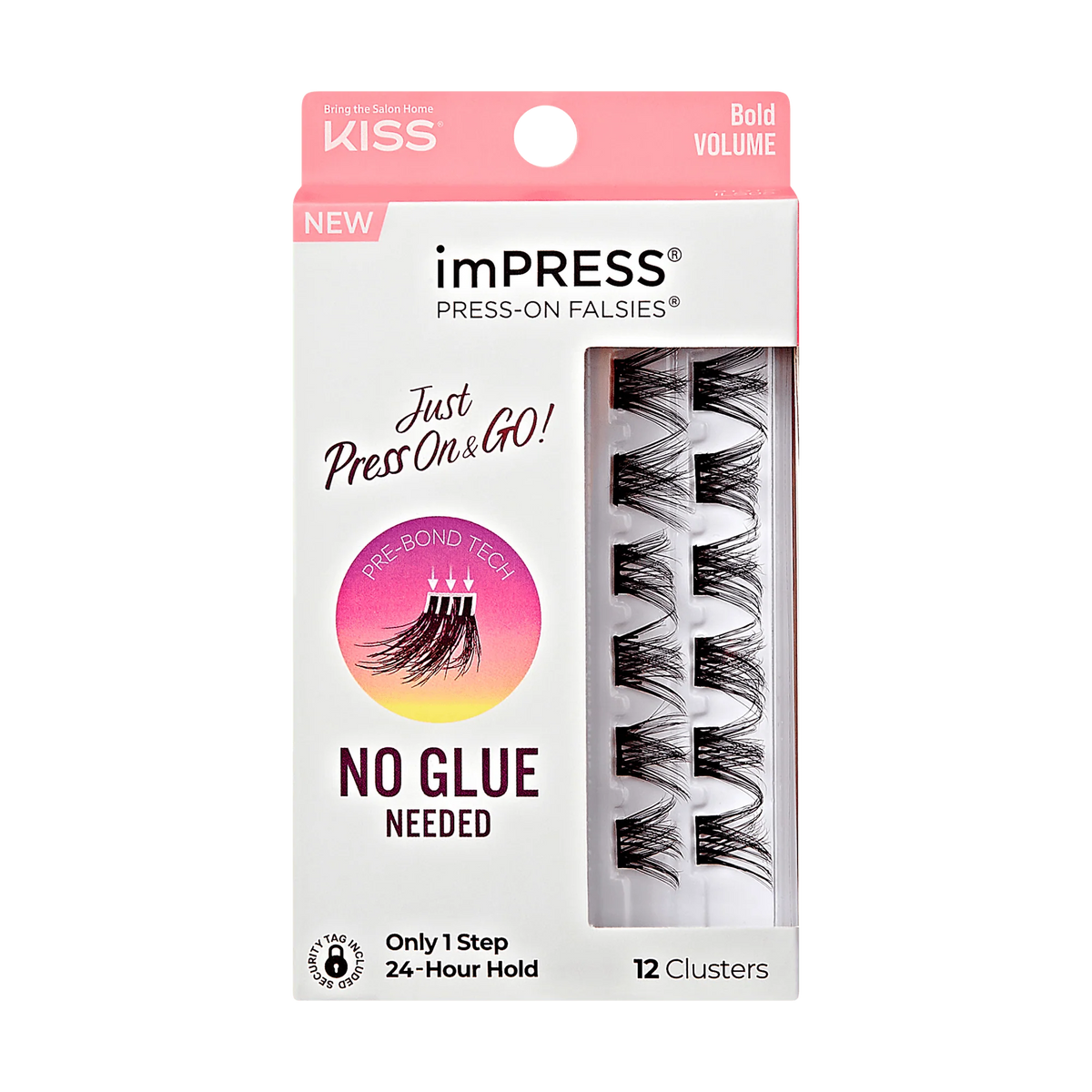 Impress Falsies Self Adhesive Eyelashes, 12 Lash Clusters - Bold