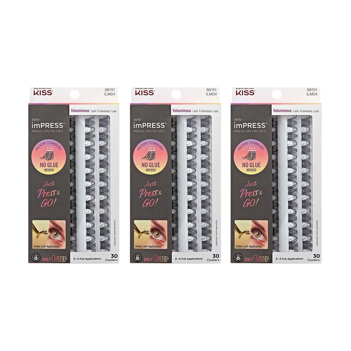 Impress Press-On Falsies 3-Pack Voluminous Clusters Bundle