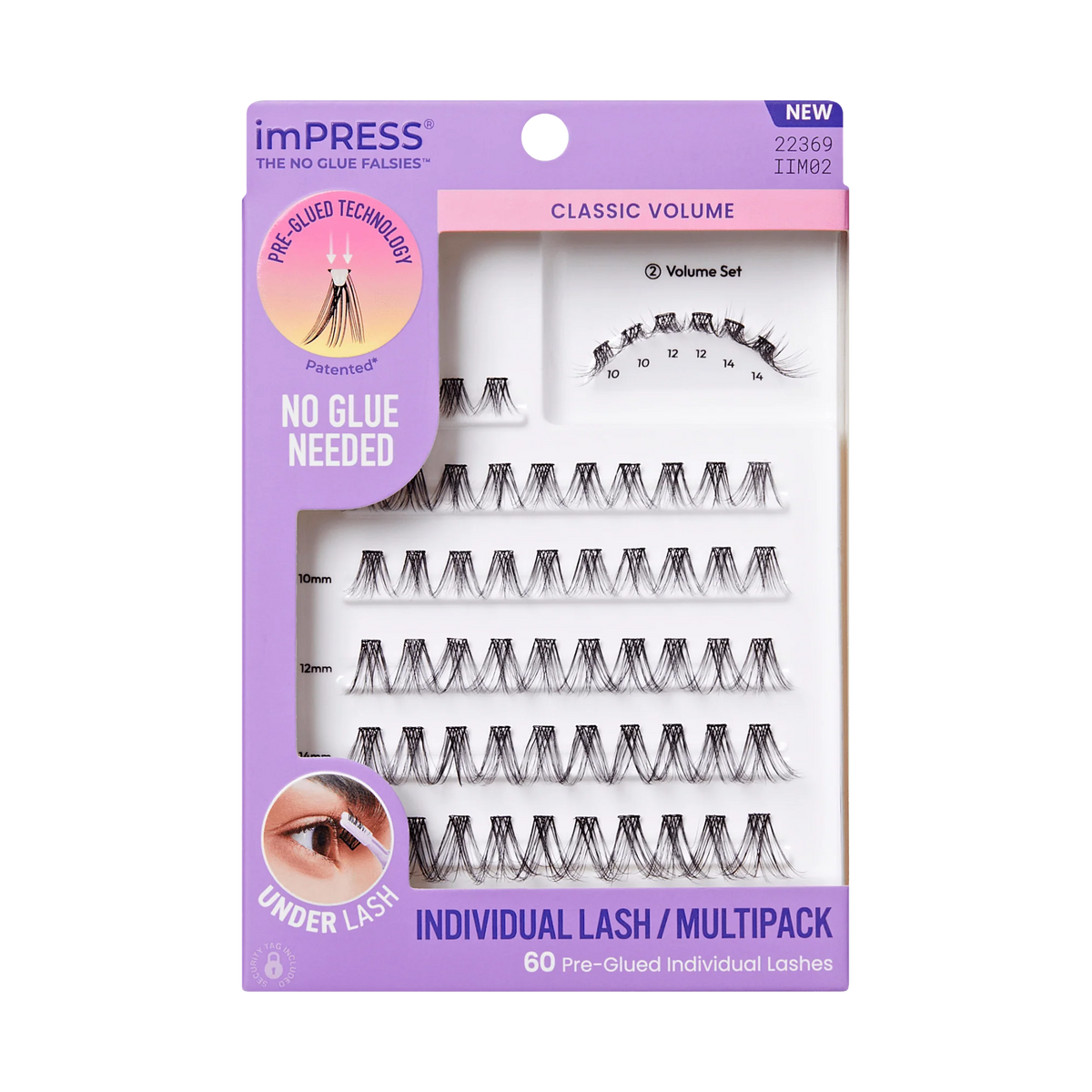 Impress Falsies Pre-Glued Individual Lashes Multipack- Classic Volume