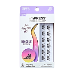 Impress Falsies Self Adhesive Eyelashes, 12 Lash Clusters + Applicator - Edgy