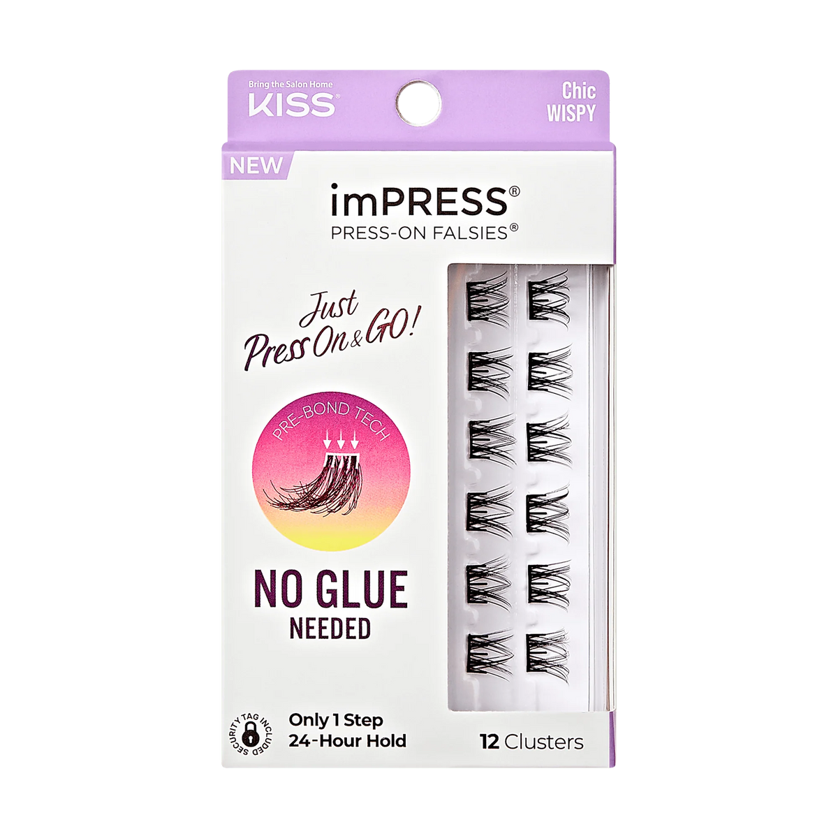 Impress Falsies Self Adhesive Eyelashes, 12 Lash Clusters - Chic