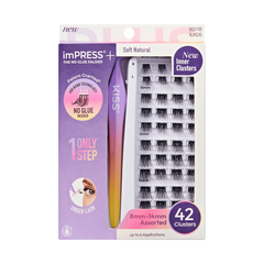 Impress+ Press On Self Adhesive Eyelashes, 42 Lash Clusters - Soft Natural