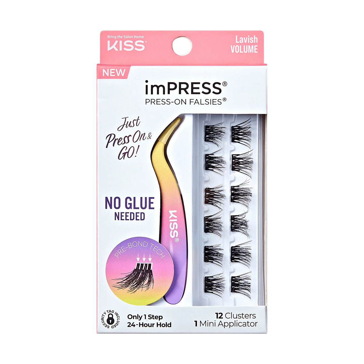 Impress Falsies Self Adhesive Eyelashes, 12 Lash Clusters + Applicator – Lavish