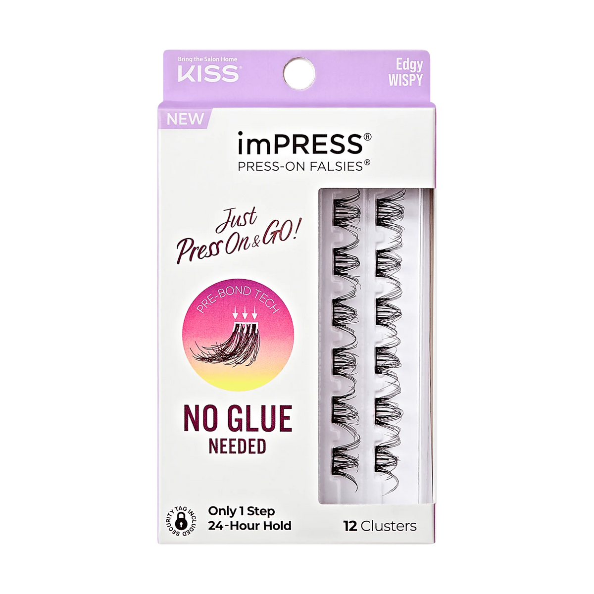 Impress Falsies Self Adhesive Eyelashes, 12 Lash Clusters - Edgy