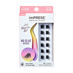 Impress Falsies Self Adhesive Eyelashes, 12 Lash Clusters + Applicator - Refined