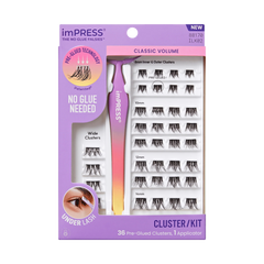 Impress Falsies Self Adhesive Eyelashes, 36 Lash Clusters - Classic Volume