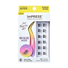 Impress Falsies Self Adhesive Eyelashes, 12 Lash Clusters + Applicator - Authentic