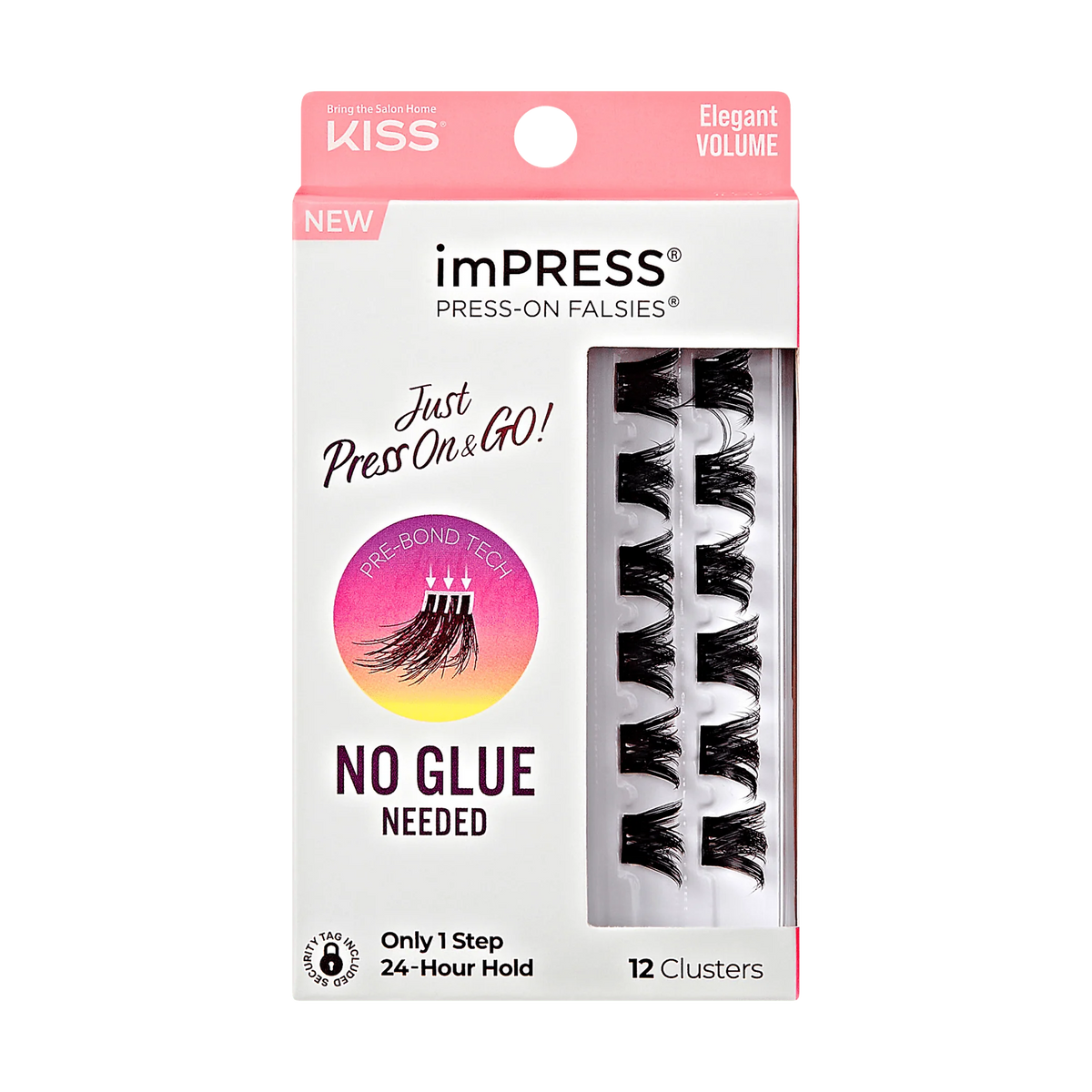 Impress Falsies Self Adhesive Eyelashes, 12 Lash Clusters - Elegant